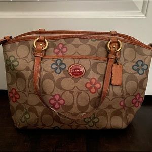 COACH floral tote and wallet